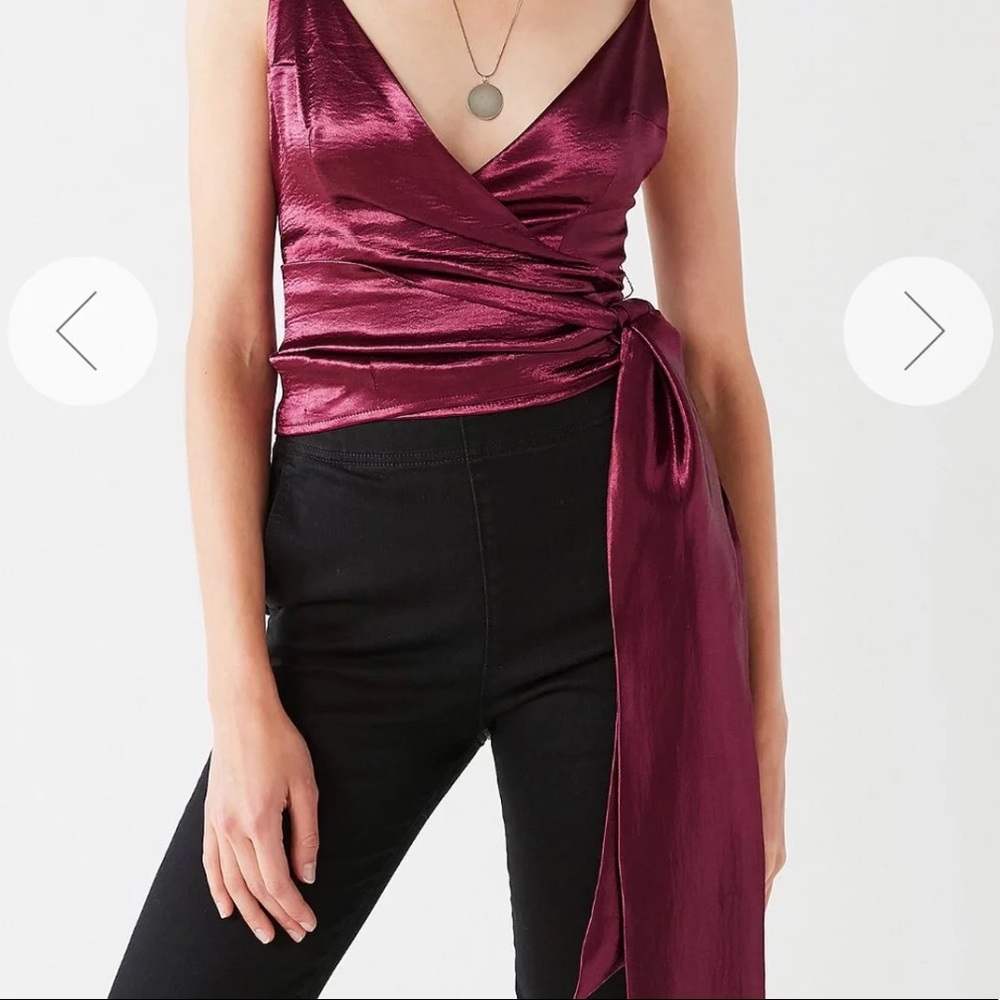 Satin wrap around tank top